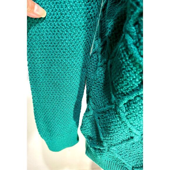 Loft sweater geometric cable knit Cotton festive business casual holiday women L - Picture 4 of 5